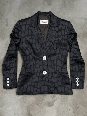 Chaqueta Blazer Vintage Enrico Coveri - Efecto Cocodrilo Jacquard Negro